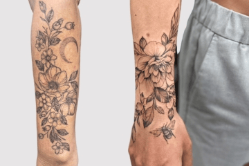 floral fineline tattoo