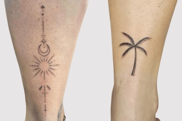 plam tree fineline tattoo