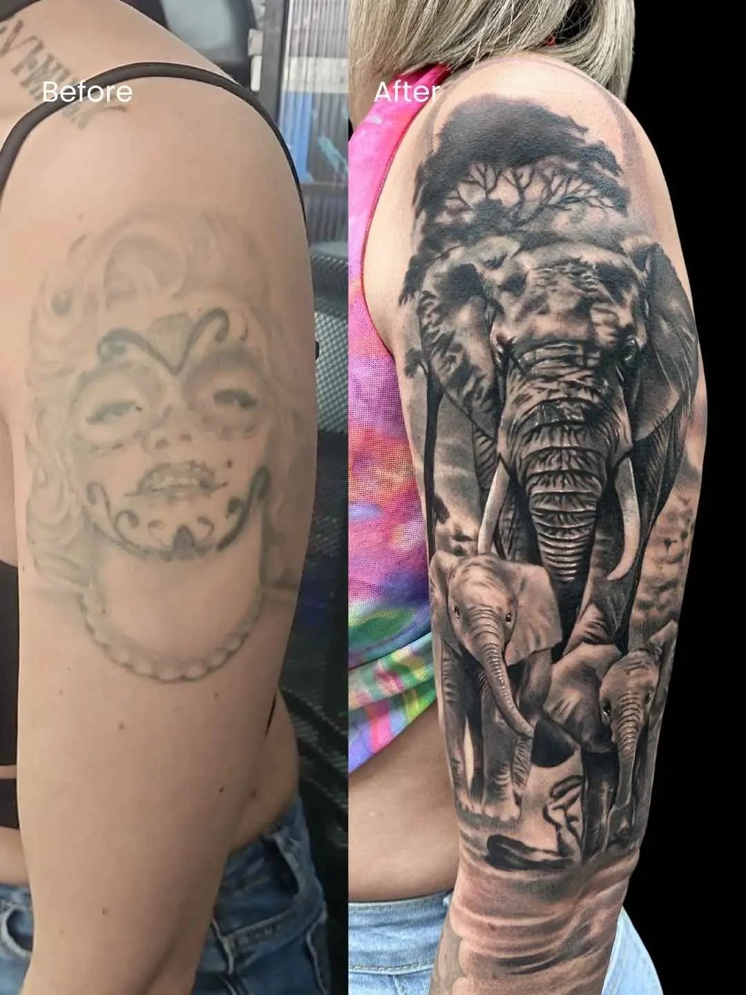 arm cover-up tattoo by fame tattoo