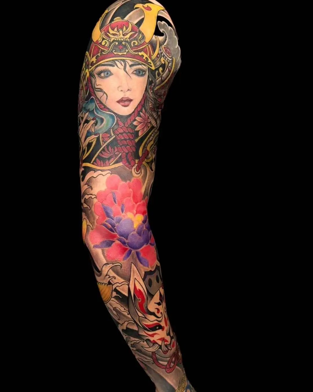 Japanese full arm tattoo by fame tattoo