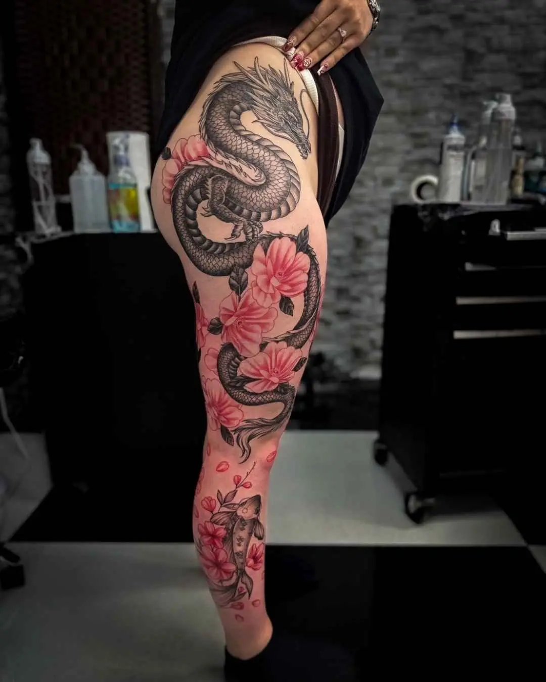 Japanese full leg tattoo by fame tattoo