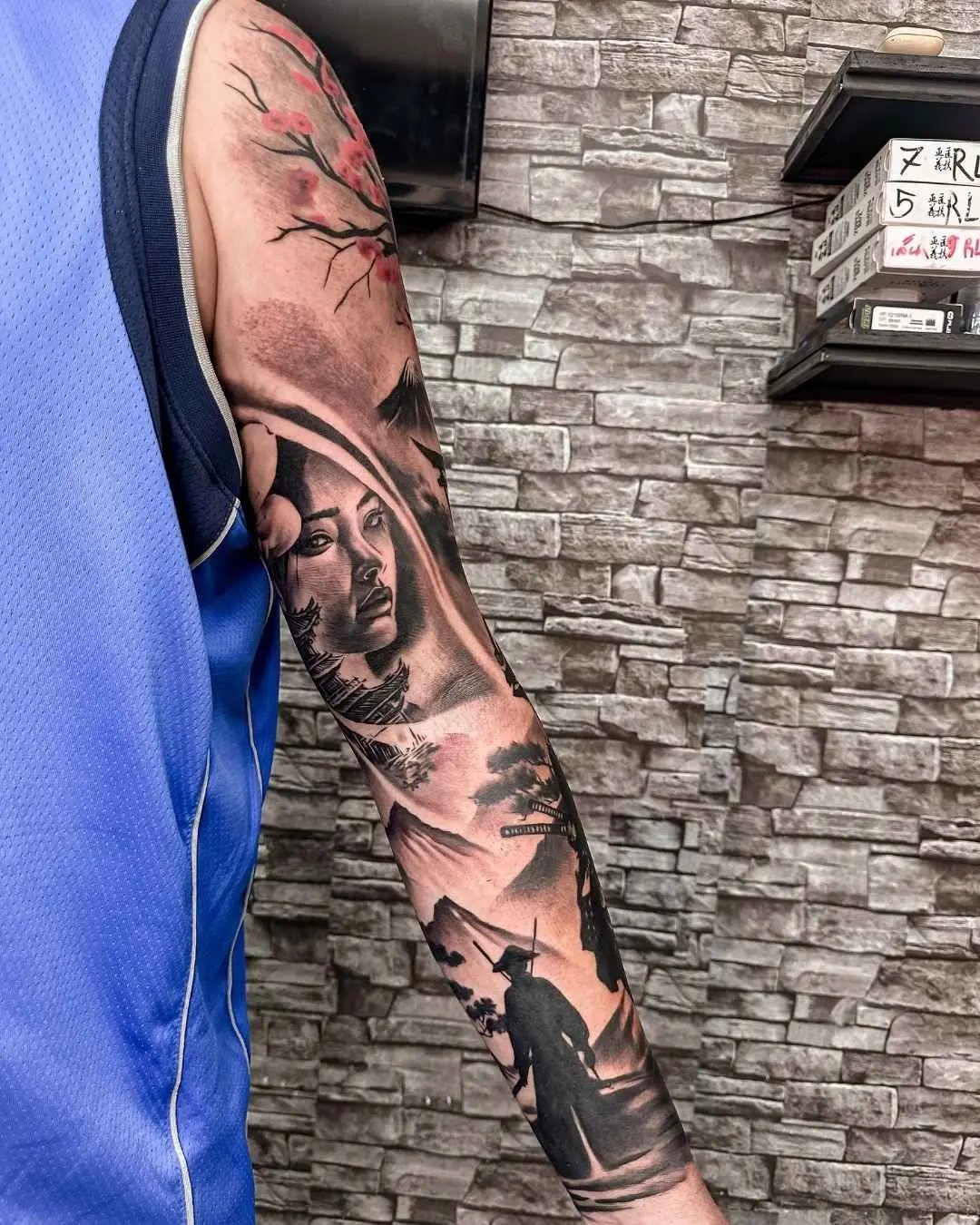 Japanese full arm tattoo by fame tattoo