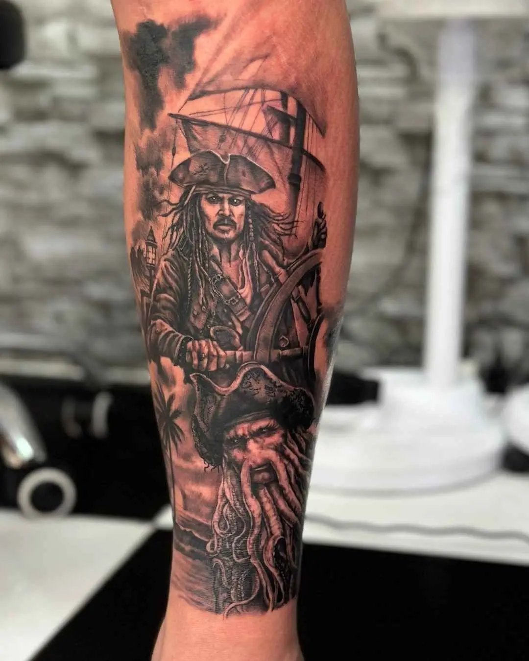 realism tattoo, leg tattoo by fame tattoo