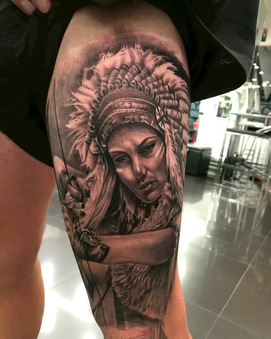 realism tattoo, leg tattoo by fame tattoo