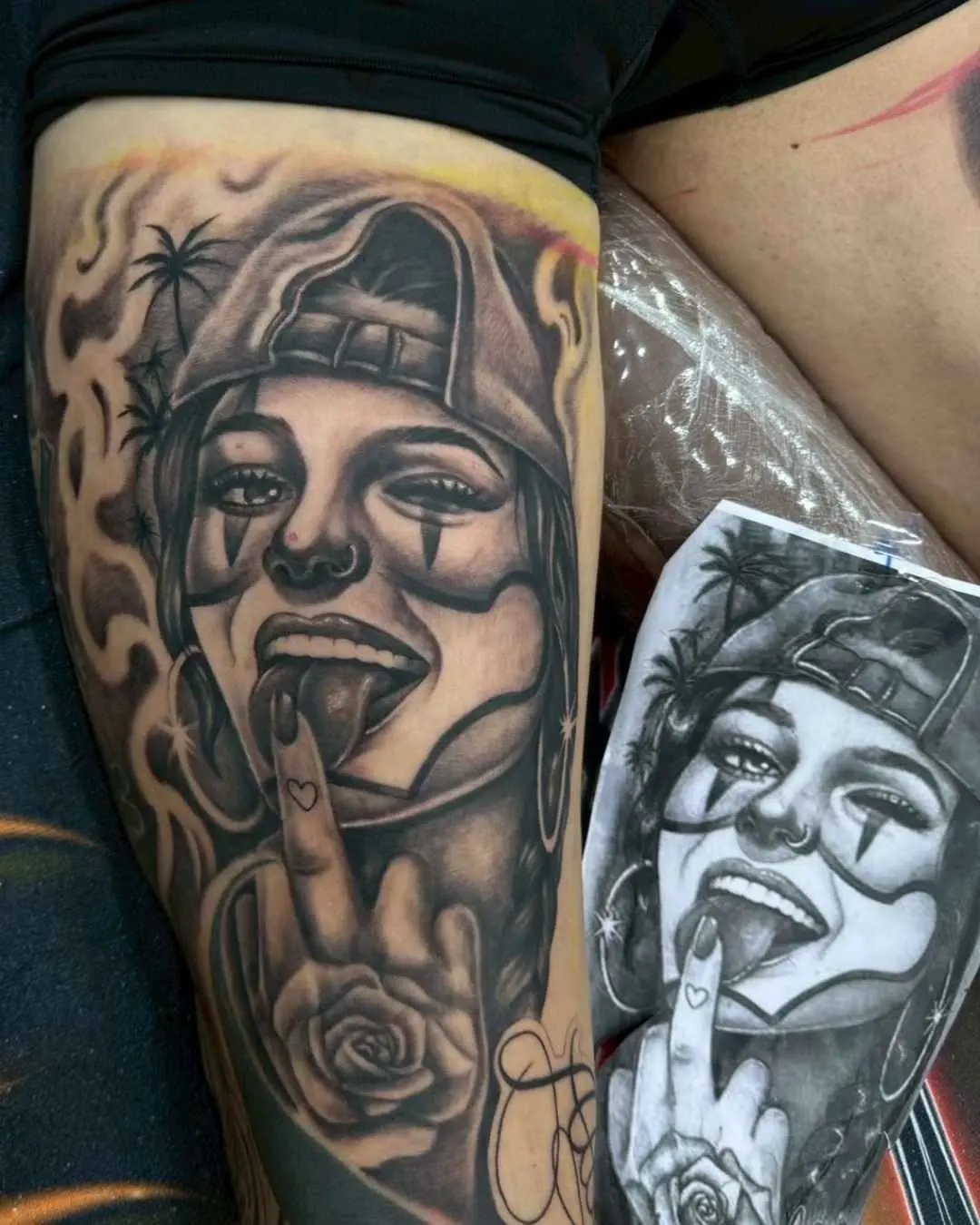 realism tattoo, leg by fame tattoo