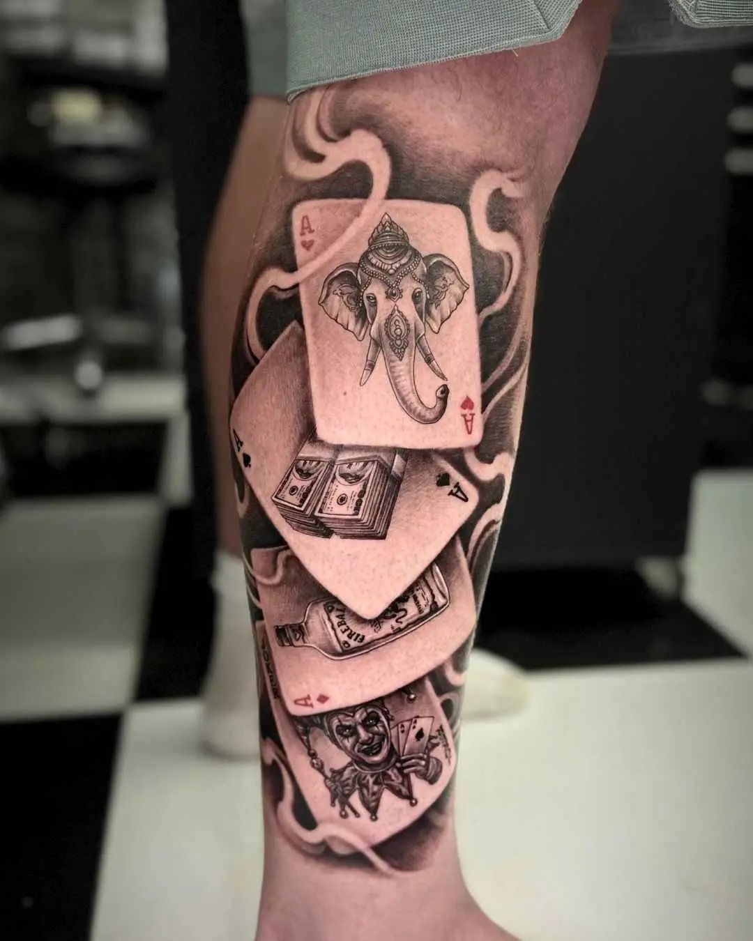 realism tattoo, leg tattoo by fame tattoo