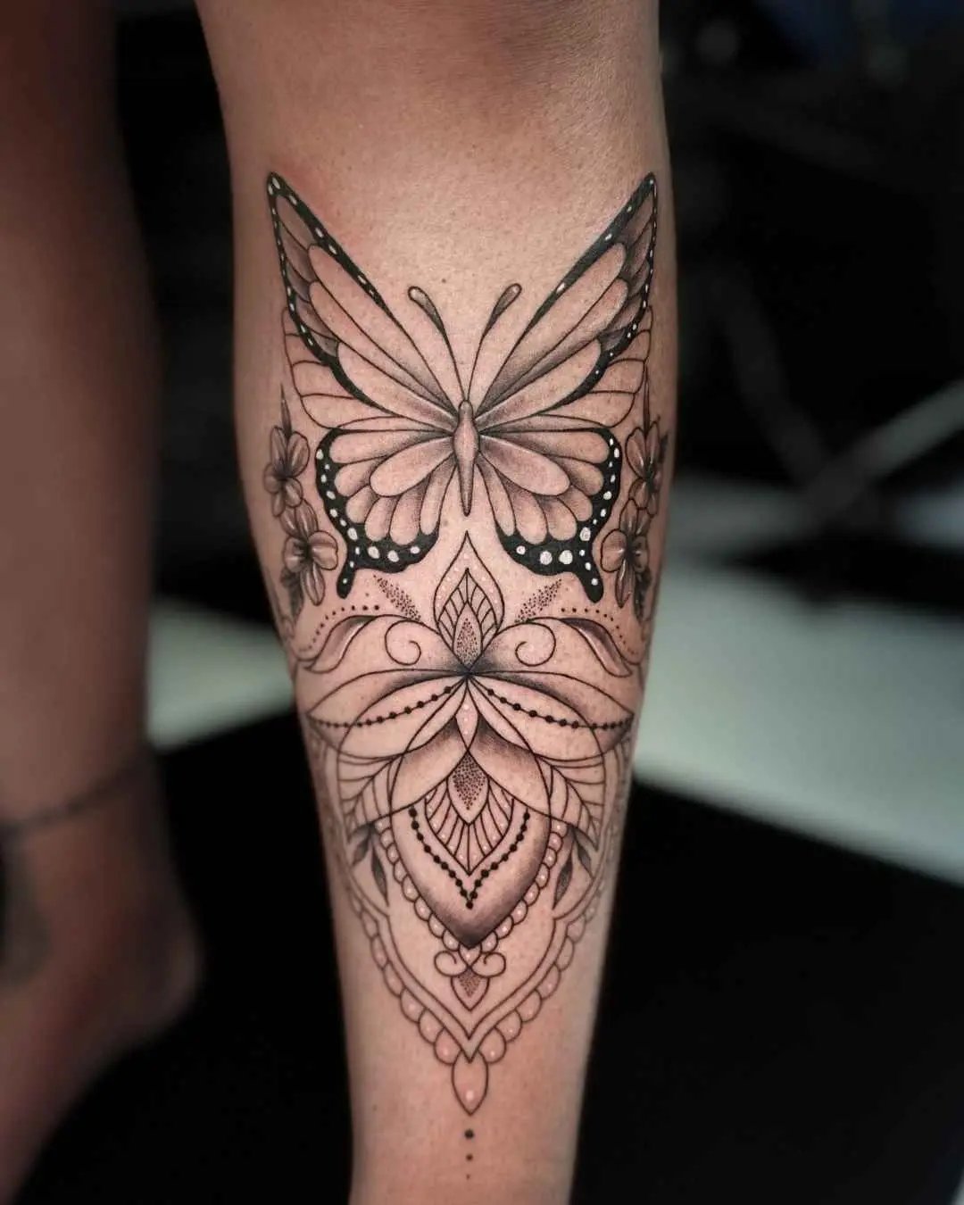 butterfly fine line tattoo by fame tattoo
