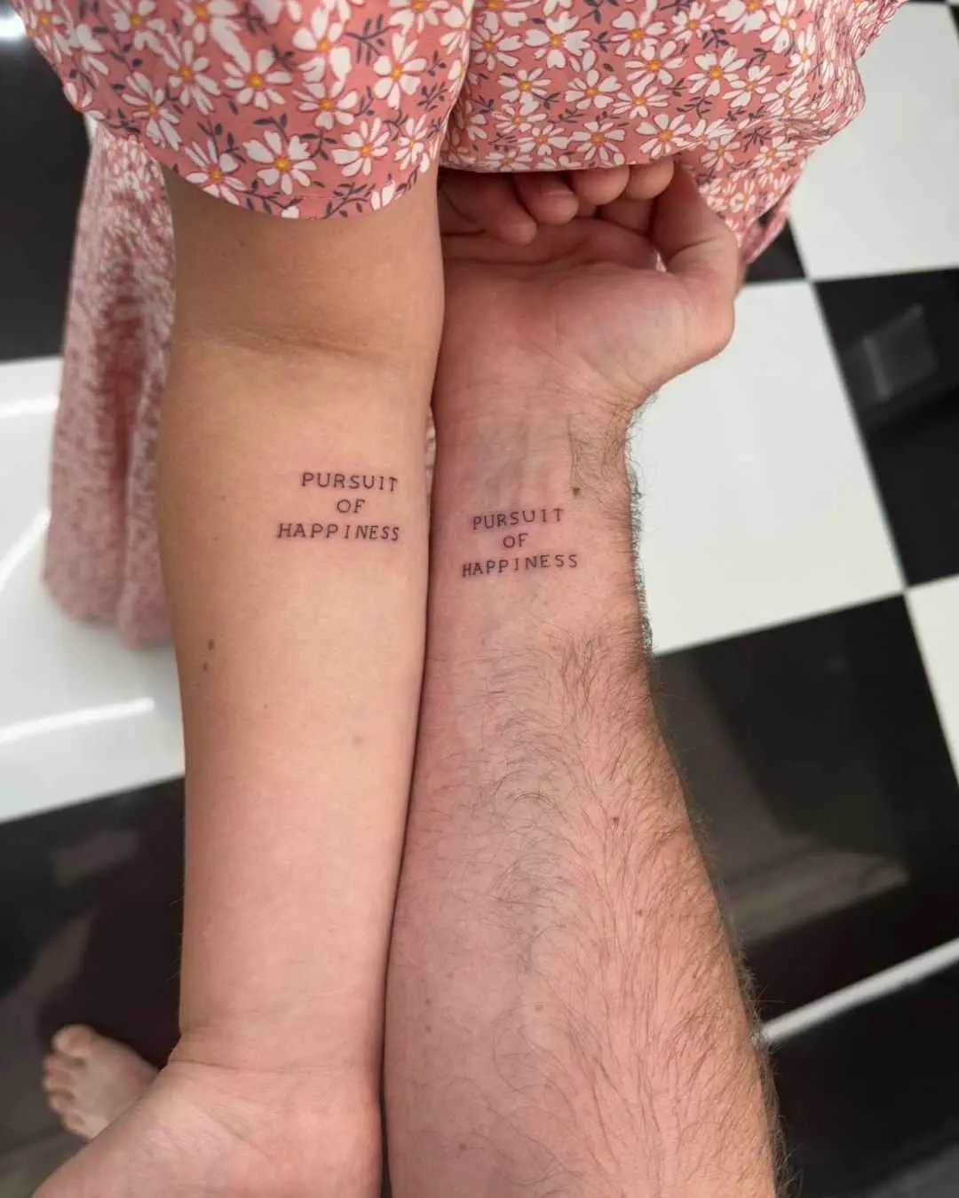 couple fine line tattoo by fame tattoo