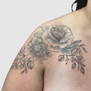 floral rose tattoo