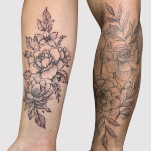 floral couple tattoo